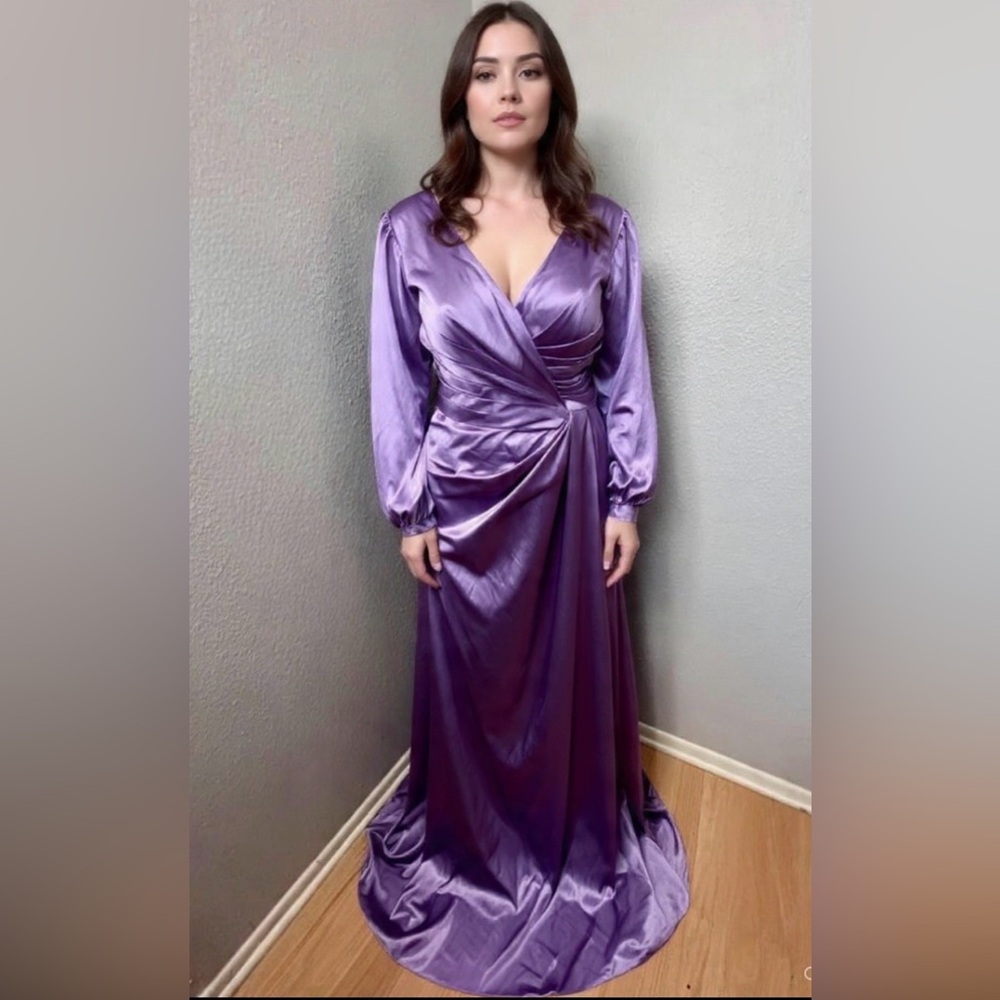 #196 Lavender satin mermaid gown-Large/Size 14